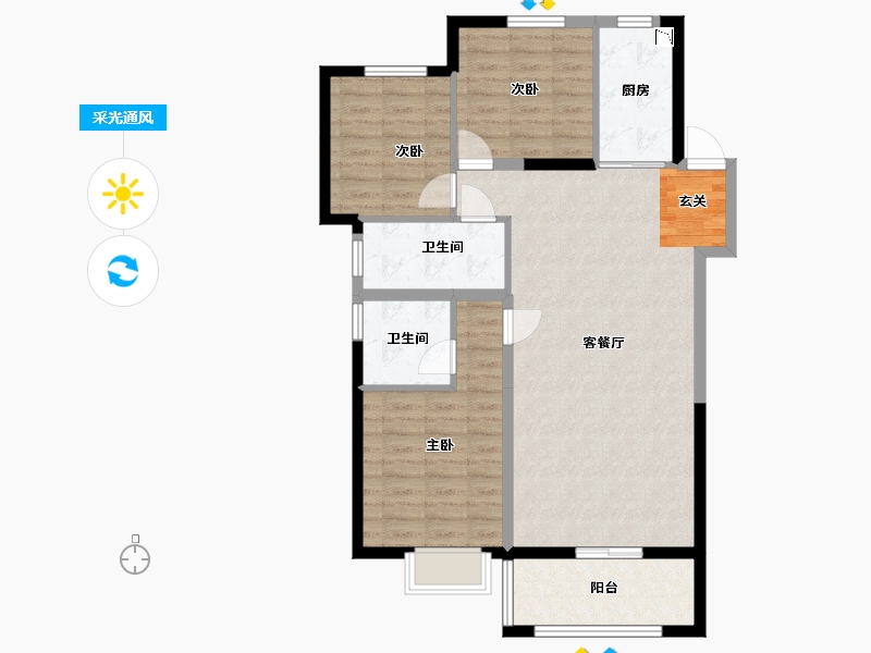 甘肃省-兰州市-华润置地未来城市-91.90-户型库-采光通风