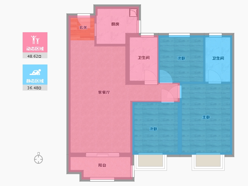 甘肃省-兰州市-兰州万达城-75.61-户型库-动静分区