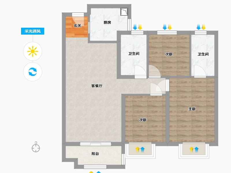 甘肃省-兰州市-兰州万达城-75.61-户型库-采光通风