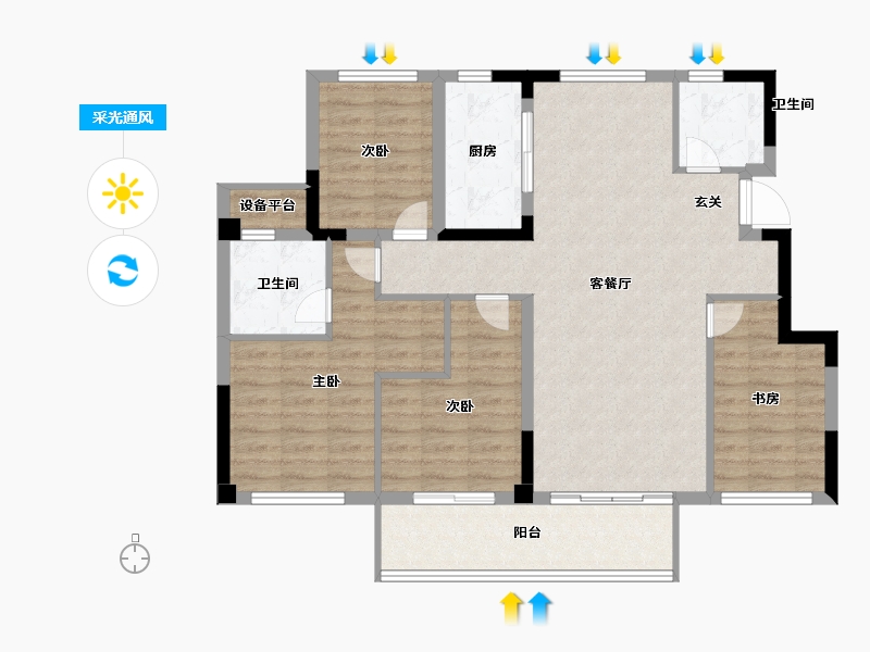 福建省-漳州市-融创国贸|珑溪大观-99.00-户型库-采光通风