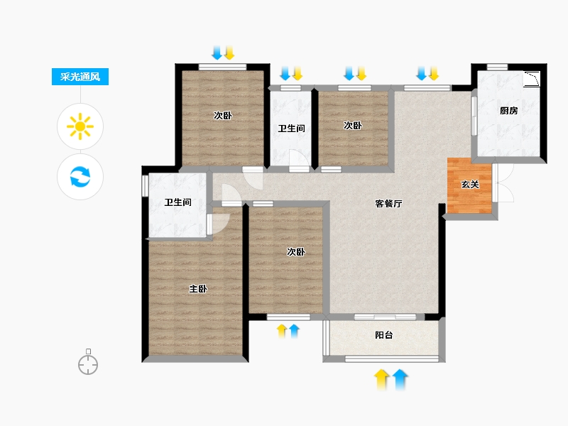 甘肃省-兰州市-城乡居壹号苑-118.40-户型库-采光通风