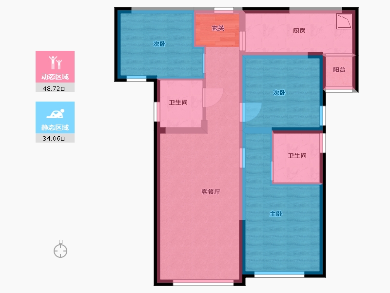 甘肃省-兰州市-万科璞悦臻园-72.38-户型库-动静分区