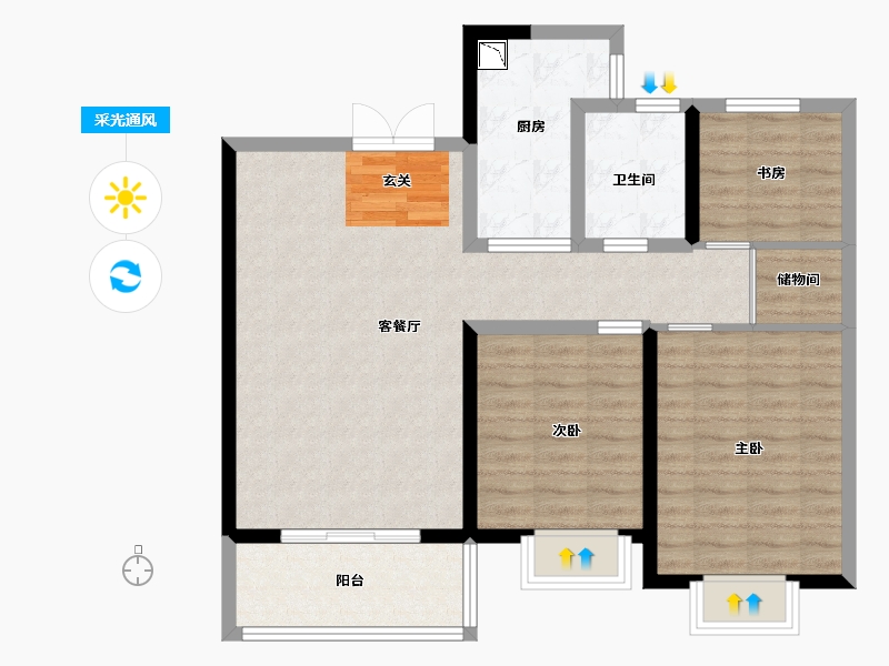 甘肃省-兰州市-城乡居壹号苑-87.20-户型库-采光通风