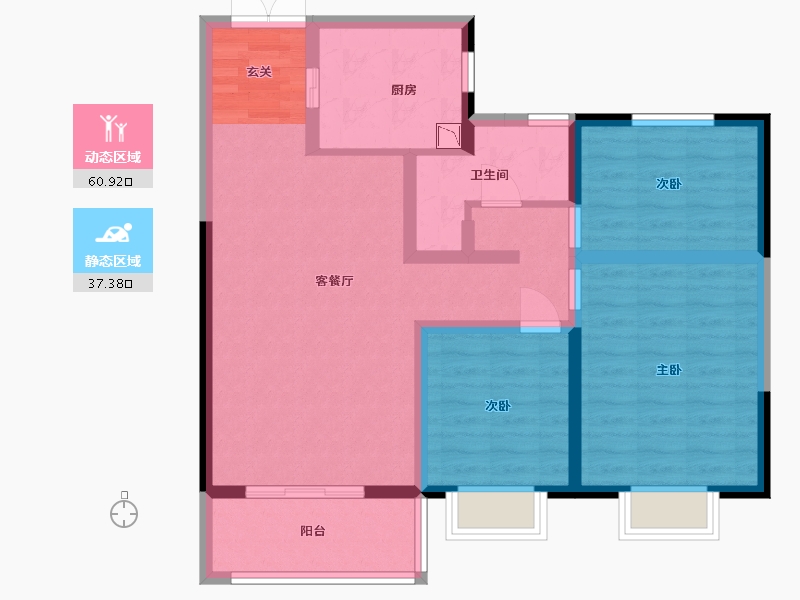 甘肃省-兰州市-城乡居壹号苑-87.14-户型库-动静分区