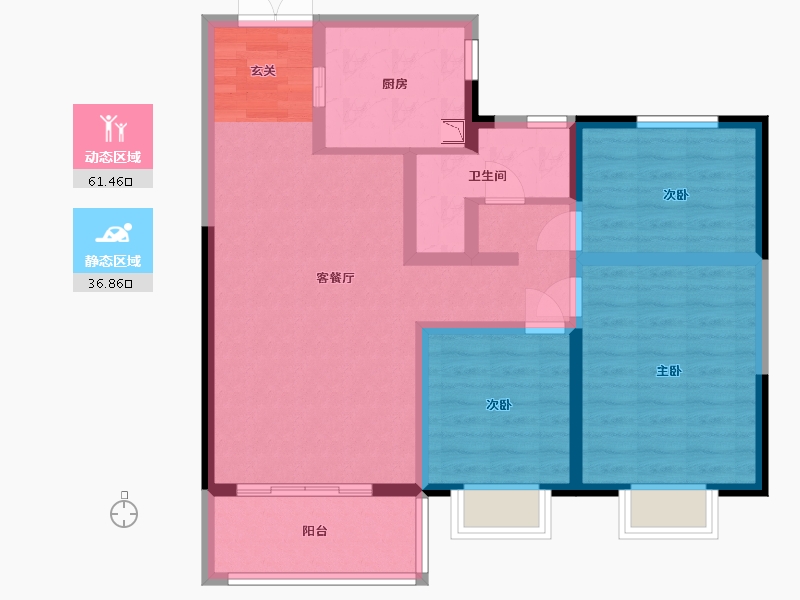 甘肃省-兰州市-城乡居壹号苑-87.20-户型库-动静分区