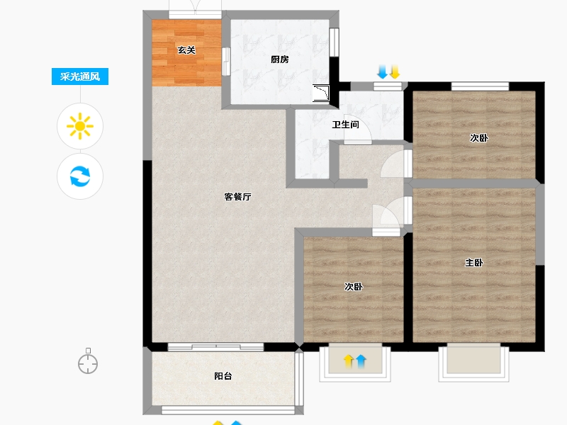 甘肃省-兰州市-城乡居壹号苑-87.20-户型库-采光通风