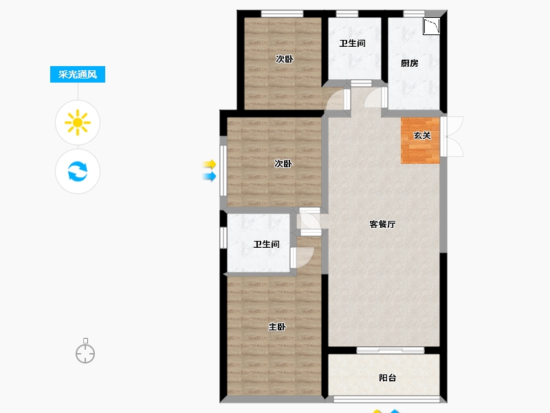 甘肃省-兰州市-城乡居壹号苑-95.20-户型库-采光通风