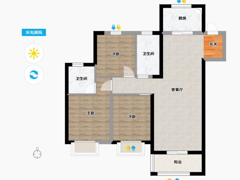 甘肃省-兰州市-华润置地未来城市-80.60-户型库-采光通风