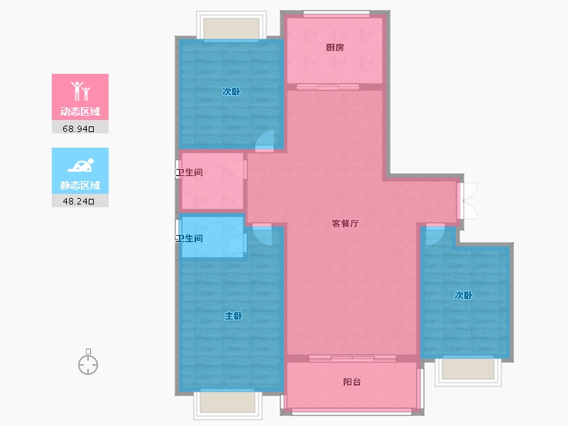 河南省-信阳市-东岸雅居-105.59-户型库-动静分区