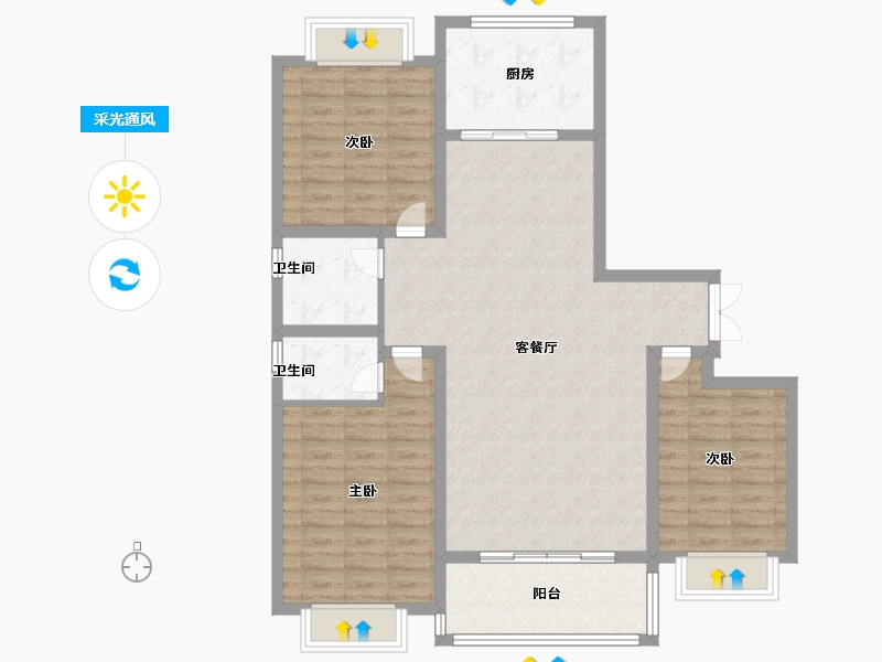 河南省-信阳市-东岸雅居-105.59-户型库-采光通风