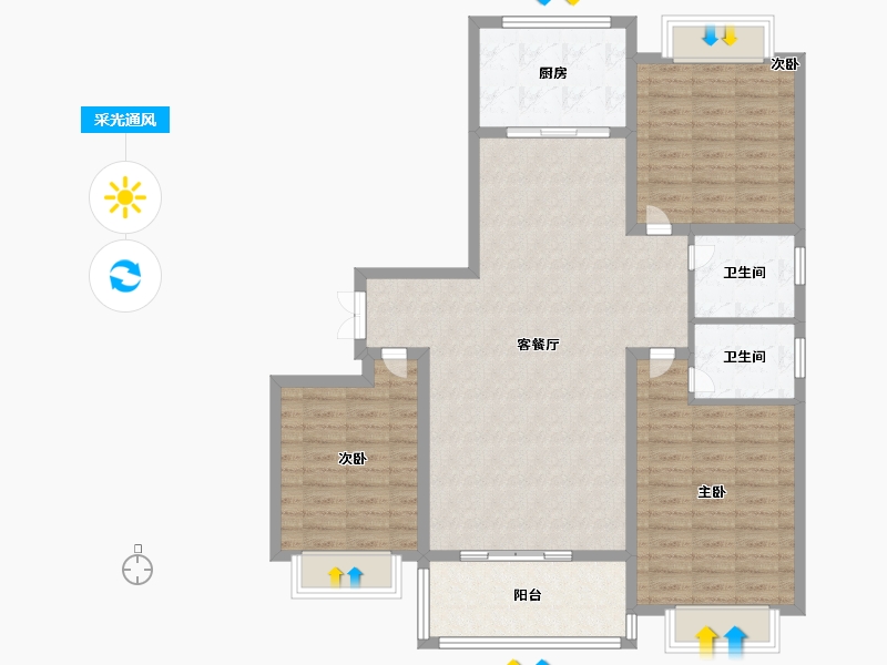 河南省-信阳市-东岸雅居-110.39-户型库-采光通风