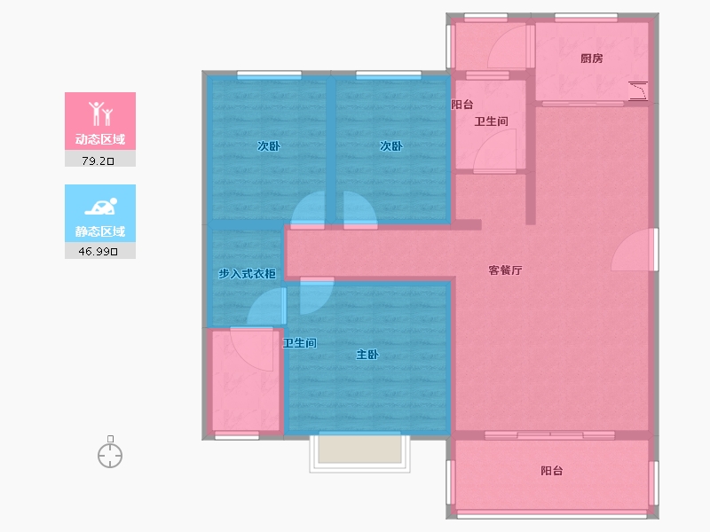 河南省-信阳市-潢淮大厦-112.80-户型库-动静分区