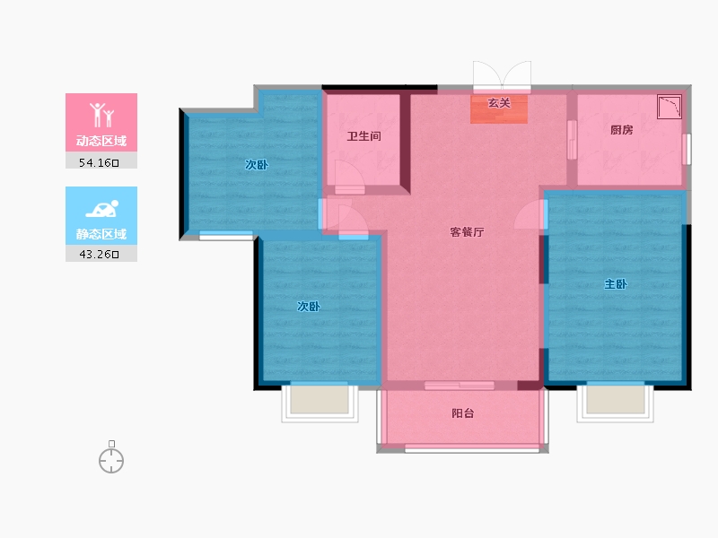 甘肃省-兰州市-城乡居壹号苑-86.40-户型库-动静分区