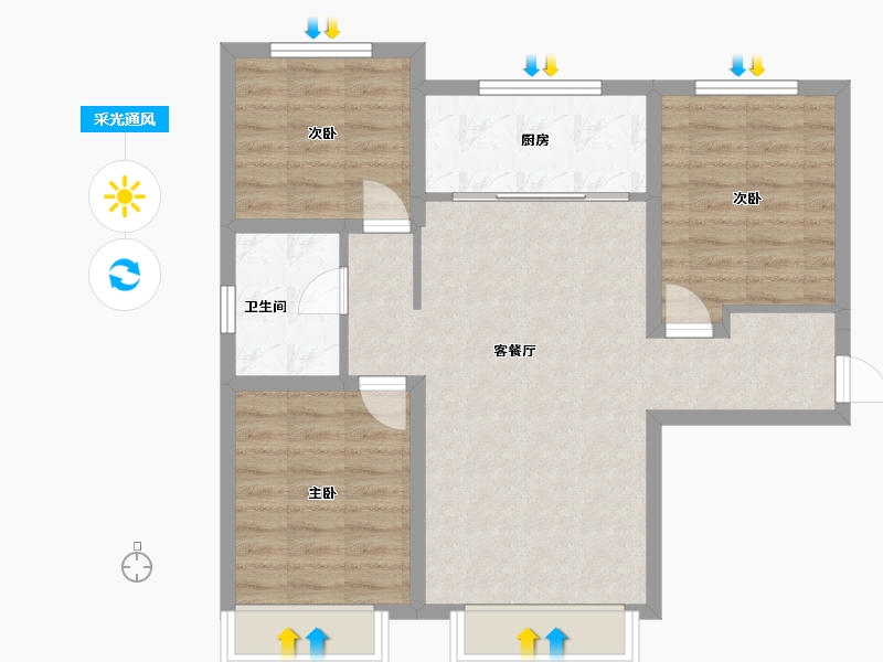 新疆维吾尔自治区-乌鲁木齐市-广汇.汇荣城-74.70-户型库-采光通风