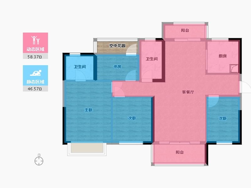 湖南省-长沙市-保利香槟国际-96.62-户型库-动静分区