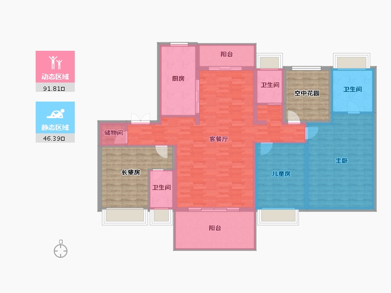 广东省-江门市-碧桂园・中海 ����府-147.88-户型库-动静分区