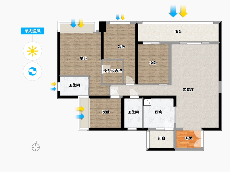 重庆-重庆市-招商・云邸-122.01-户型库-采光通风