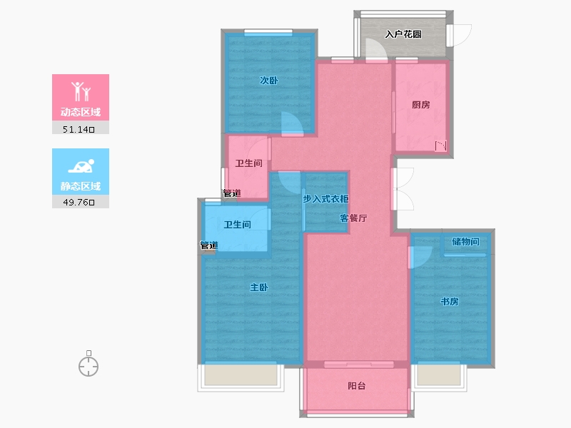 河南省-郑州市-碧源郑北瑞园-94.40-户型库-动静分区