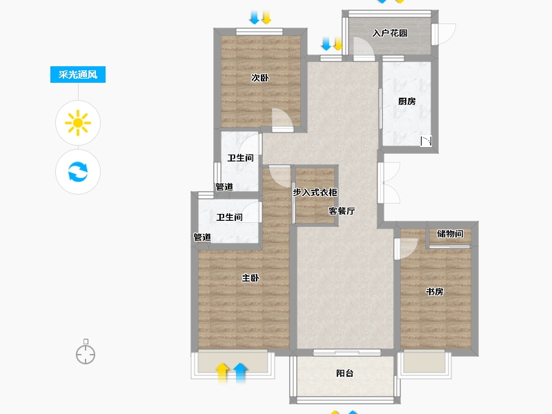 河南省-郑州市-碧源郑北瑞园-94.40-户型库-采光通风