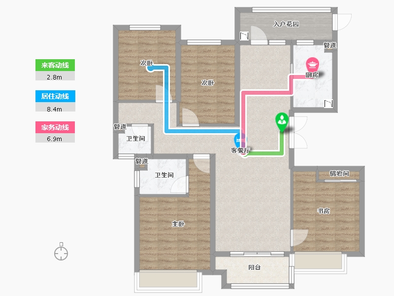 河南省-郑州市-碧源郑北瑞园-108.00-户型库-动静线