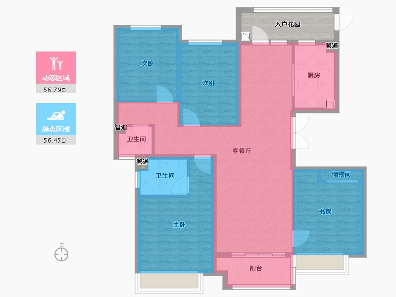 河南省-郑州市-碧源郑北瑞园-108.00-户型库-动静分区