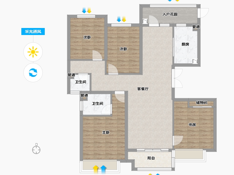 河南省-郑州市-碧源郑北瑞园-108.00-户型库-采光通风