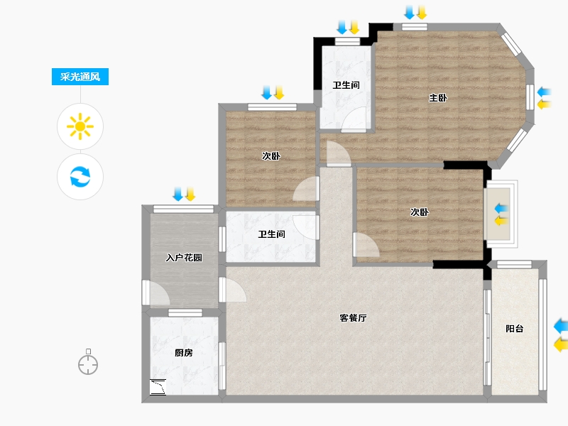 广东省-佛山市-新君汇花地湾-105.98-户型库-采光通风