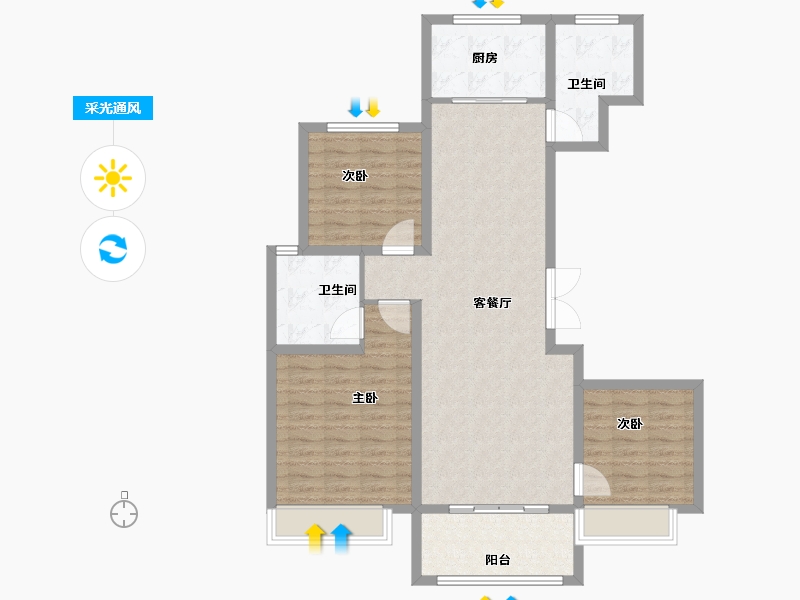 河南省-信阳市-西亚美悦城-102.40-户型库-采光通风