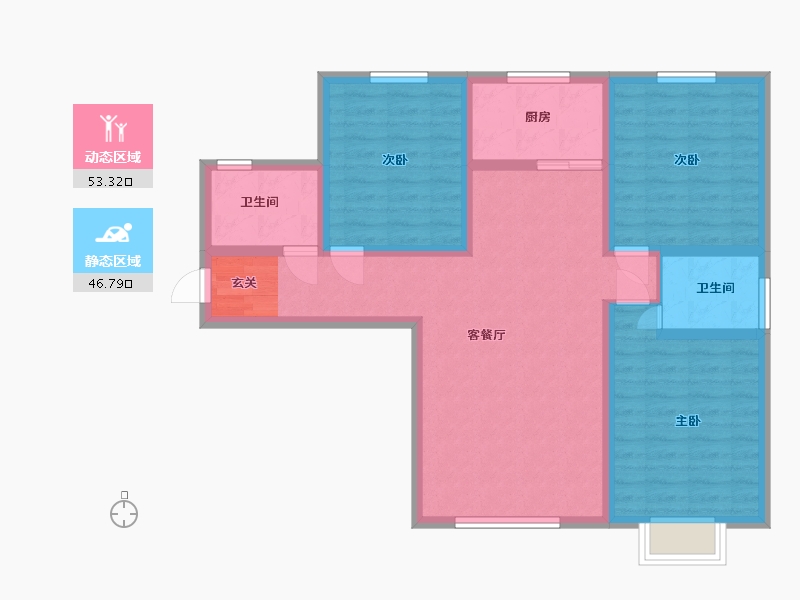 甘肃省-兰州市-新区璀璨时代-88.80-户型库-动静分区