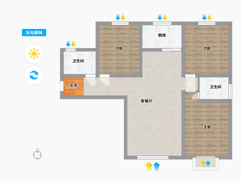 甘肃省-兰州市-新区璀璨时代-88.80-户型库-采光通风