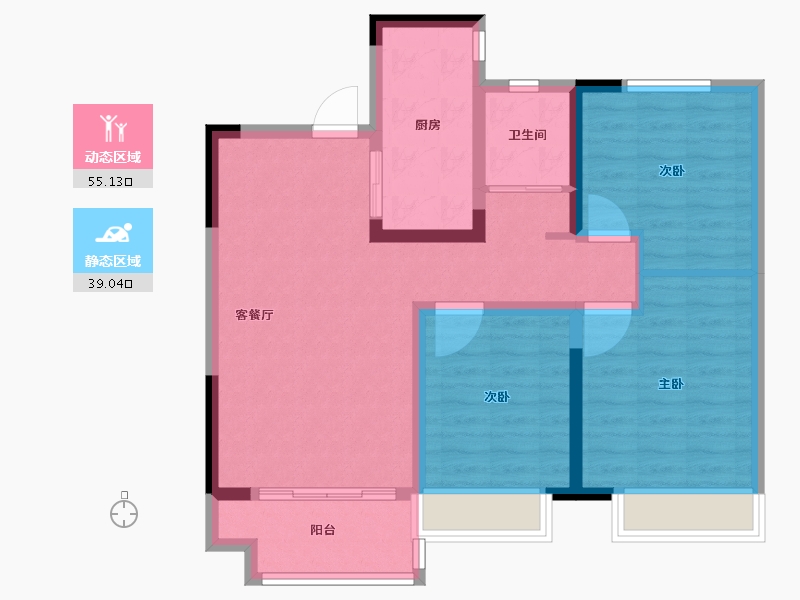 河南省-信阳市-新县碧桂园-83.99-户型库-动静分区