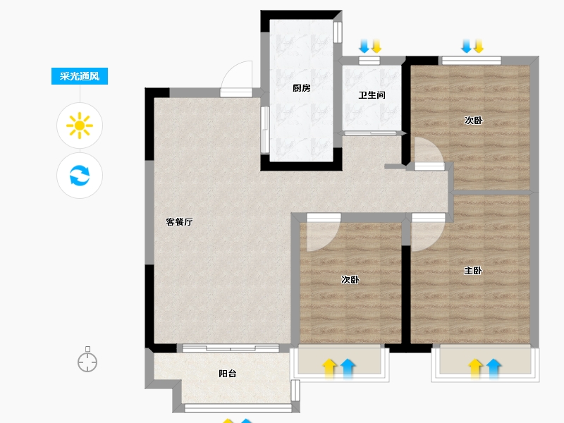 河南省-信阳市-新县碧桂园-83.99-户型库-采光通风