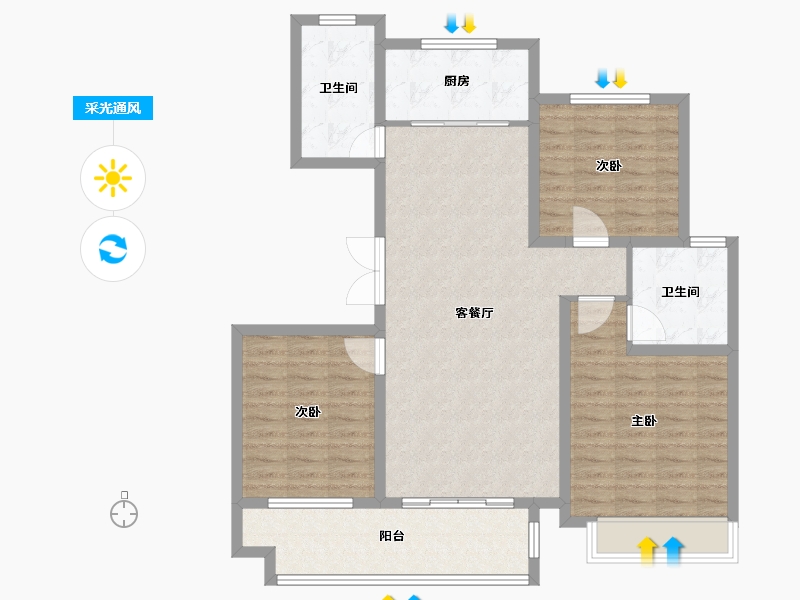 河南省-信阳市-西亚美悦城-104.80-户型库-采光通风