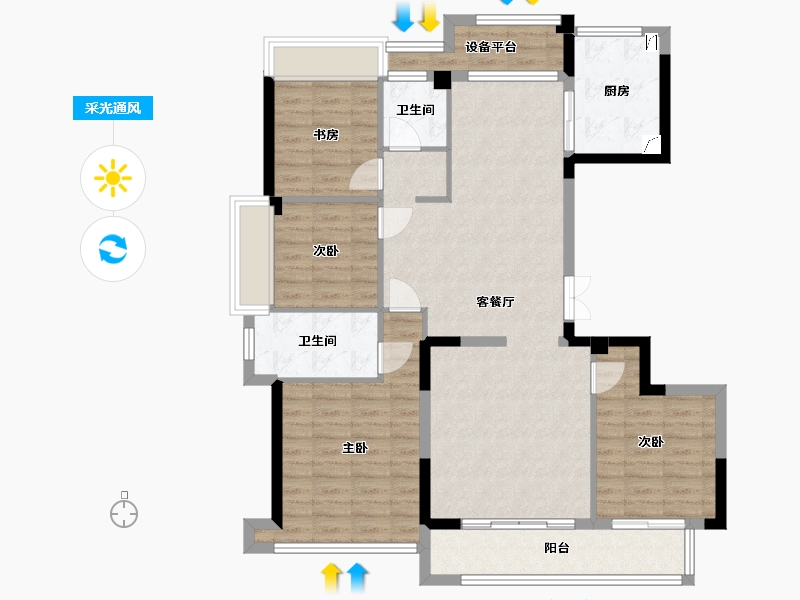 浙江省-台州市-锦溪苑-110.74-户型库-采光通风