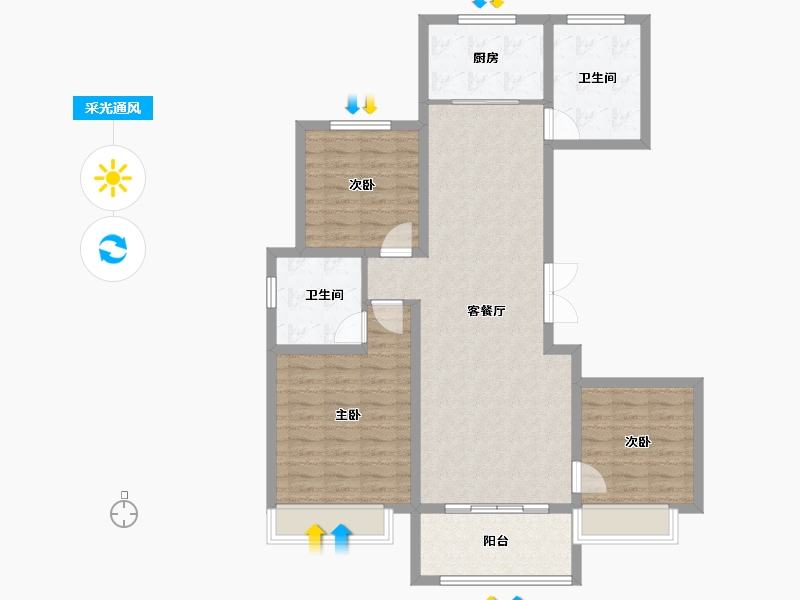 河南省-信阳市-西亚美悦城-104.00-户型库-采光通风