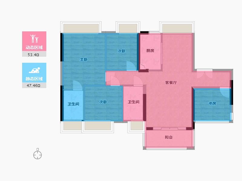 广东省-佛山市-保利玥府-90.35-户型库-动静分区