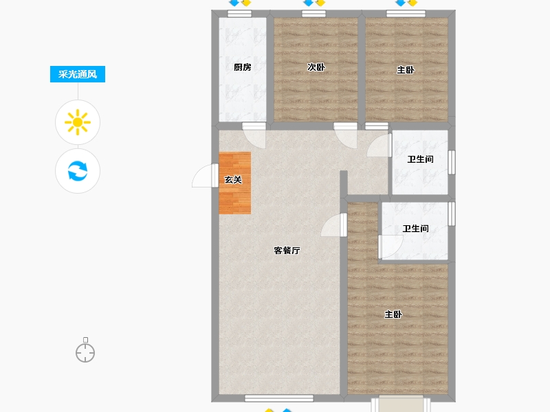 甘肃省-兰州市-新区璀璨时代-96.00-户型库-采光通风