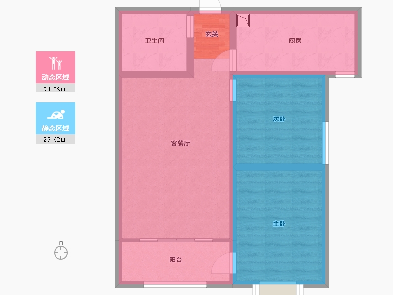 甘肃省-兰州市-新区璀璨时代-68.74-户型库-动静分区