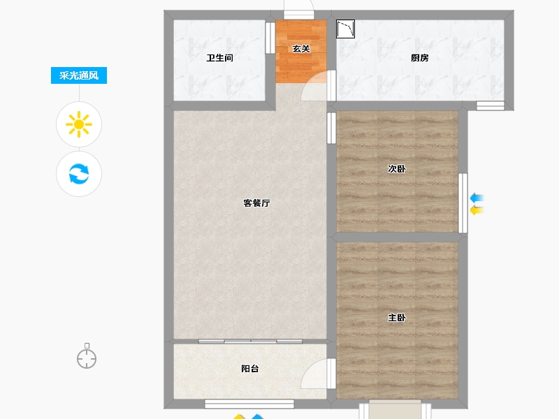 甘肃省-兰州市-新区璀璨时代-68.74-户型库-采光通风