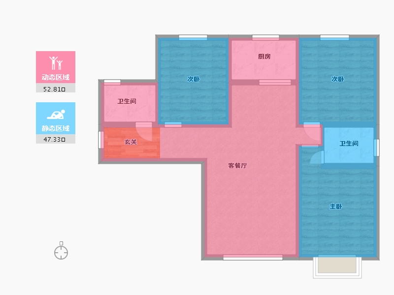 甘肃省-兰州市-新区璀璨时代-88.80-户型库-动静分区