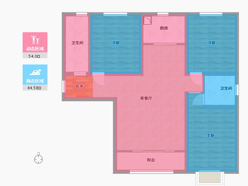 甘肃省-兰州市-新区璀璨时代-87.20-户型库-动静分区