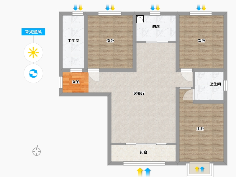 甘肃省-兰州市-新区璀璨时代-87.20-户型库-采光通风