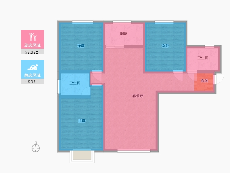 甘肃省-兰州市-新区璀璨时代-88.00-户型库-动静分区