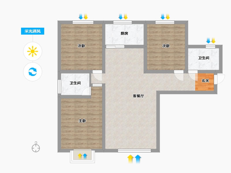 甘肃省-兰州市-新区璀璨时代-88.00-户型库-采光通风