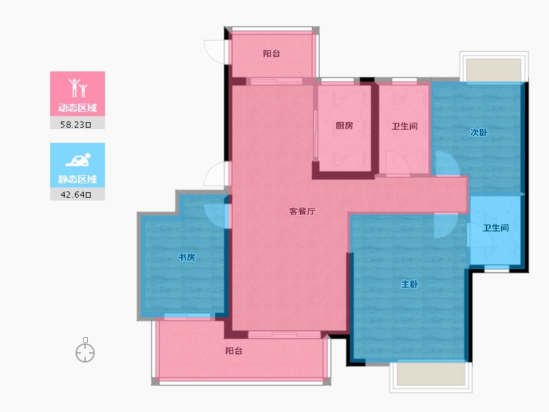 湖北省-宜昌市-四季港湾-90.67-户型库-动静分区