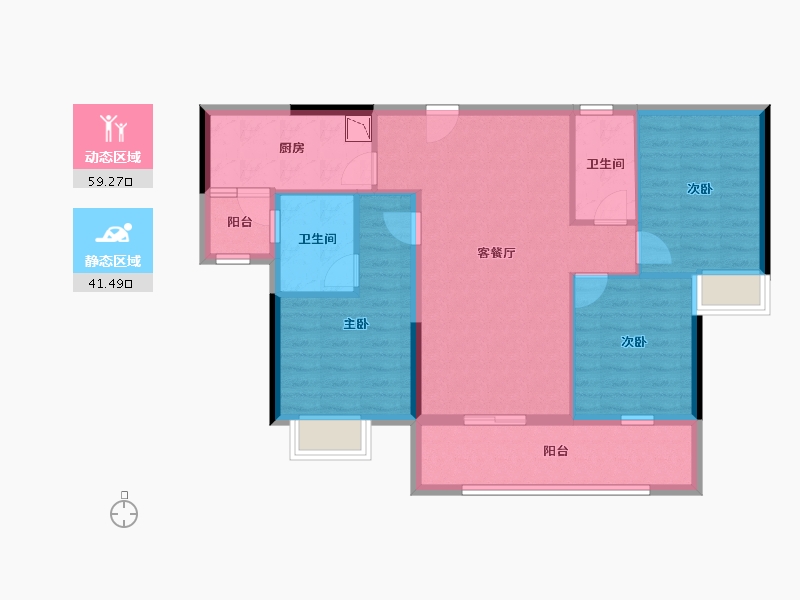 湖南省-株洲市-景业山湖湾-89.96-户型库-动静分区