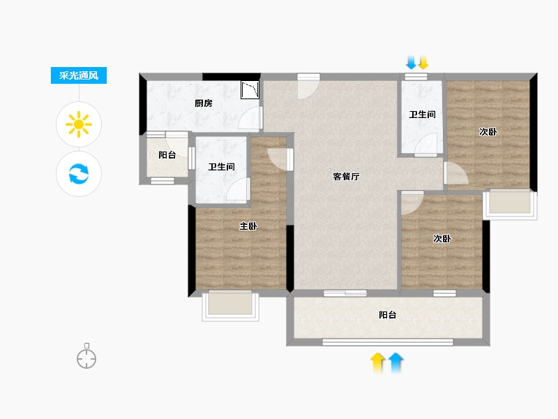 湖南省-株洲市-景业山湖湾-89.96-户型库-采光通风