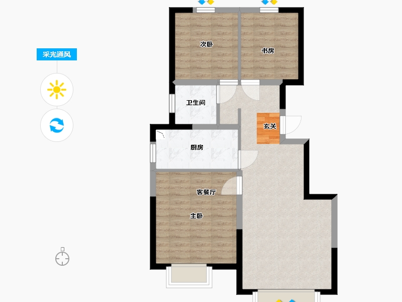 天津-天津市-当代公园阅ΜΟΜΛ-73.60-户型库-采光通风