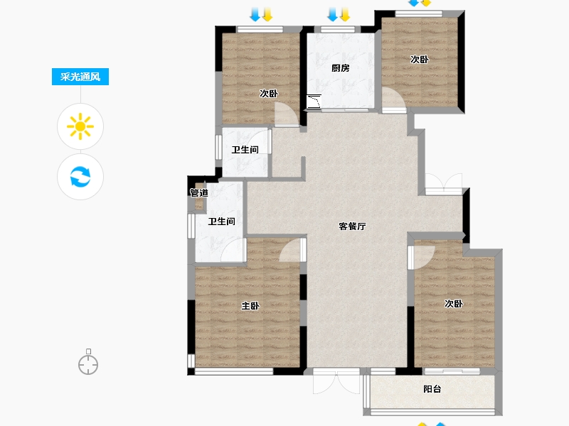 河南省-郑州市-永威望湖郡-113.60-户型库-采光通风