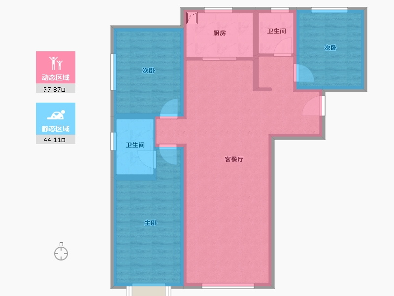 河北省-唐山市-璟樾府-90.81-户型库-动静分区